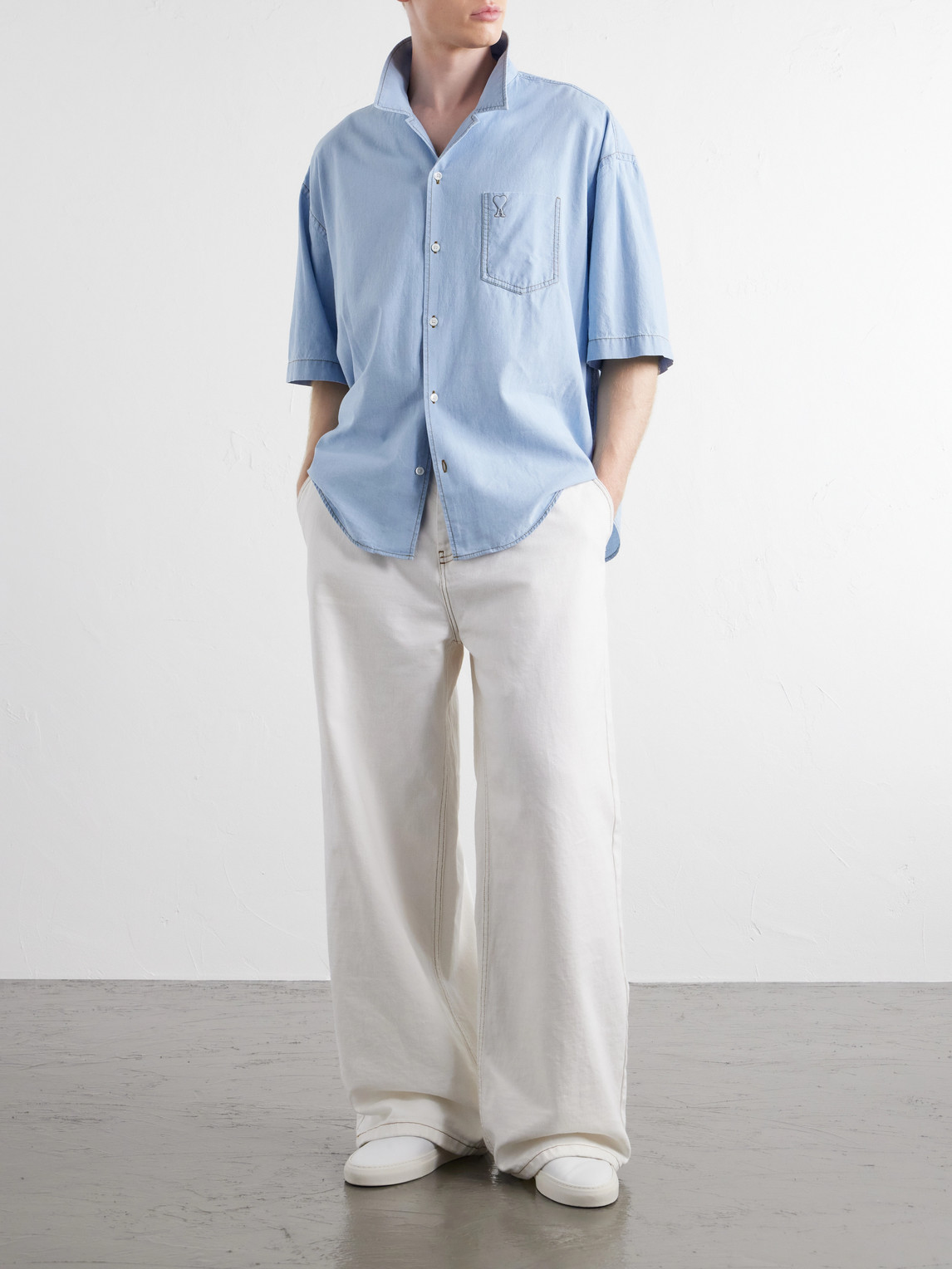Logo-Embroidered Cotton-Chambray Shirt