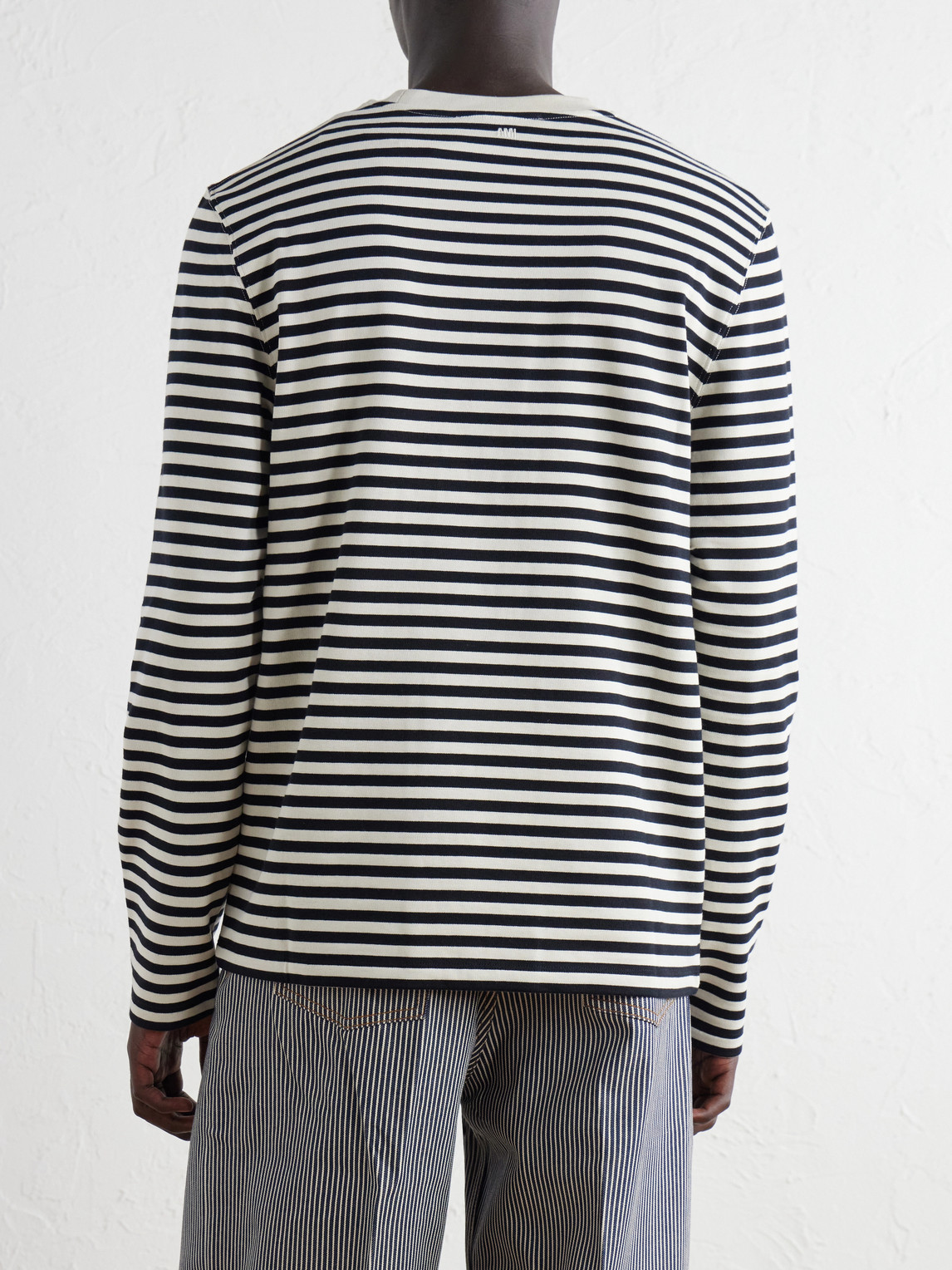 Logo-Embroidered Striped Cotton-Jersey T-Shirt