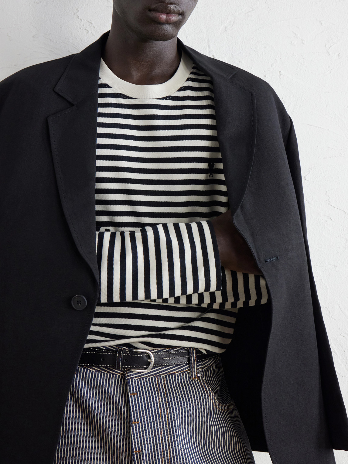 Logo-Embroidered Striped Cotton-Jersey T-Shirt
