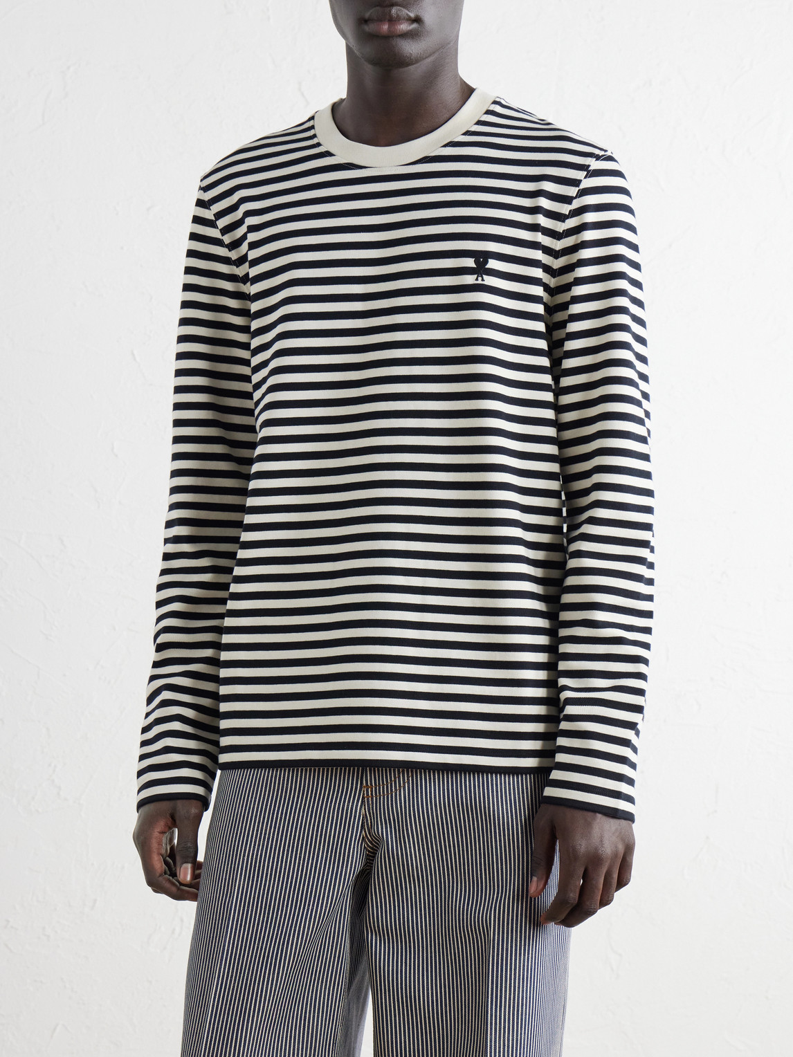 Logo-Embroidered Striped Cotton-Jersey T-Shirt