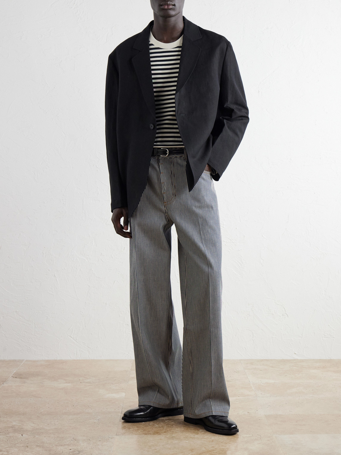 Logo-Embroidered Striped Cotton-Jersey T-Shirt
