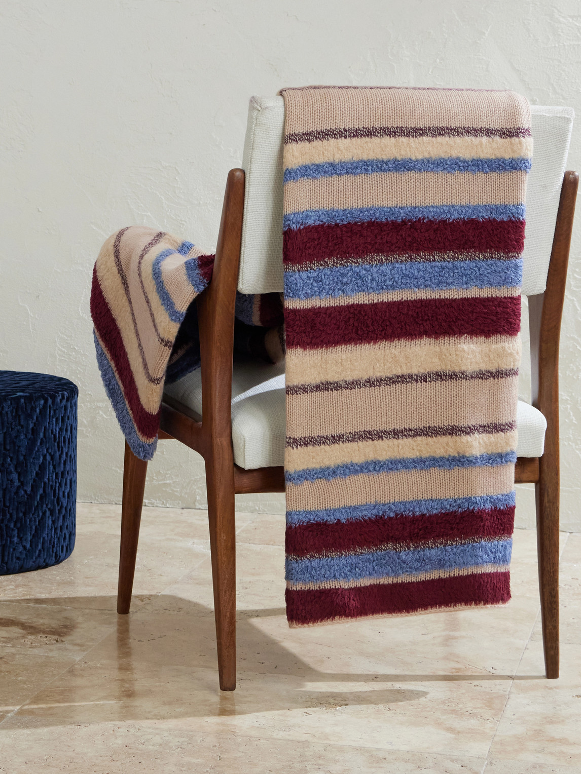 Striped Textured Cashmere-Blend Blanket — 2