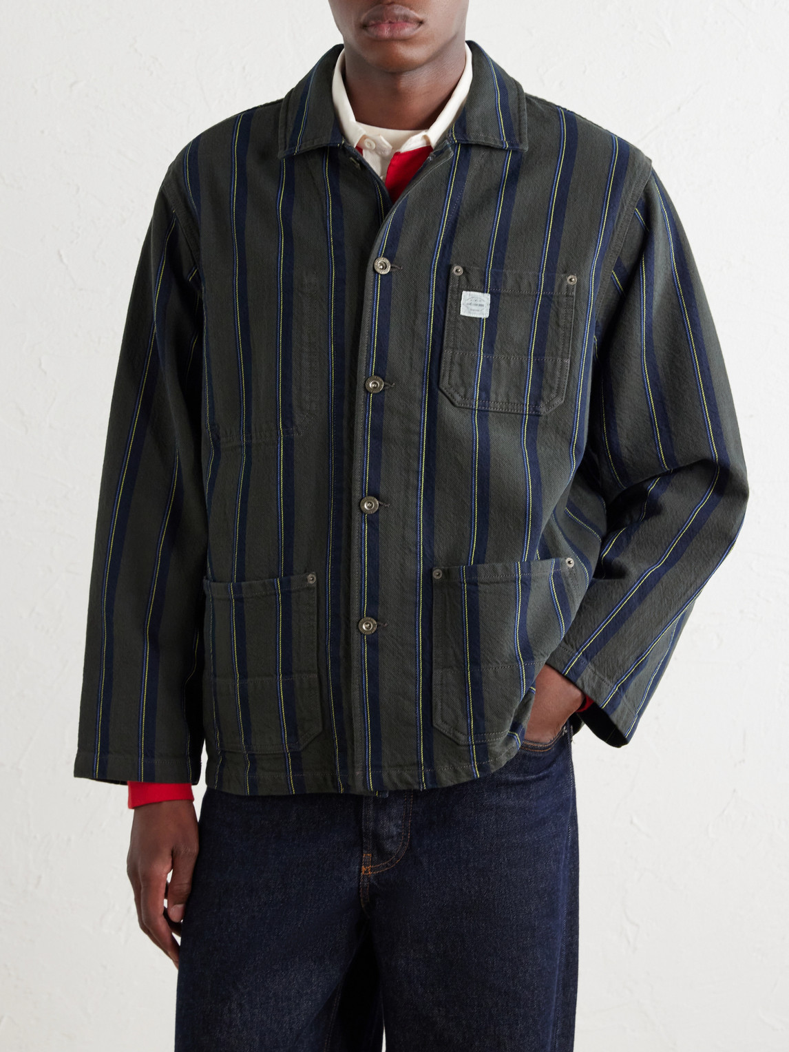 Aimé Leon Dore - Logo-Appliquéd Striped Denim Jacket