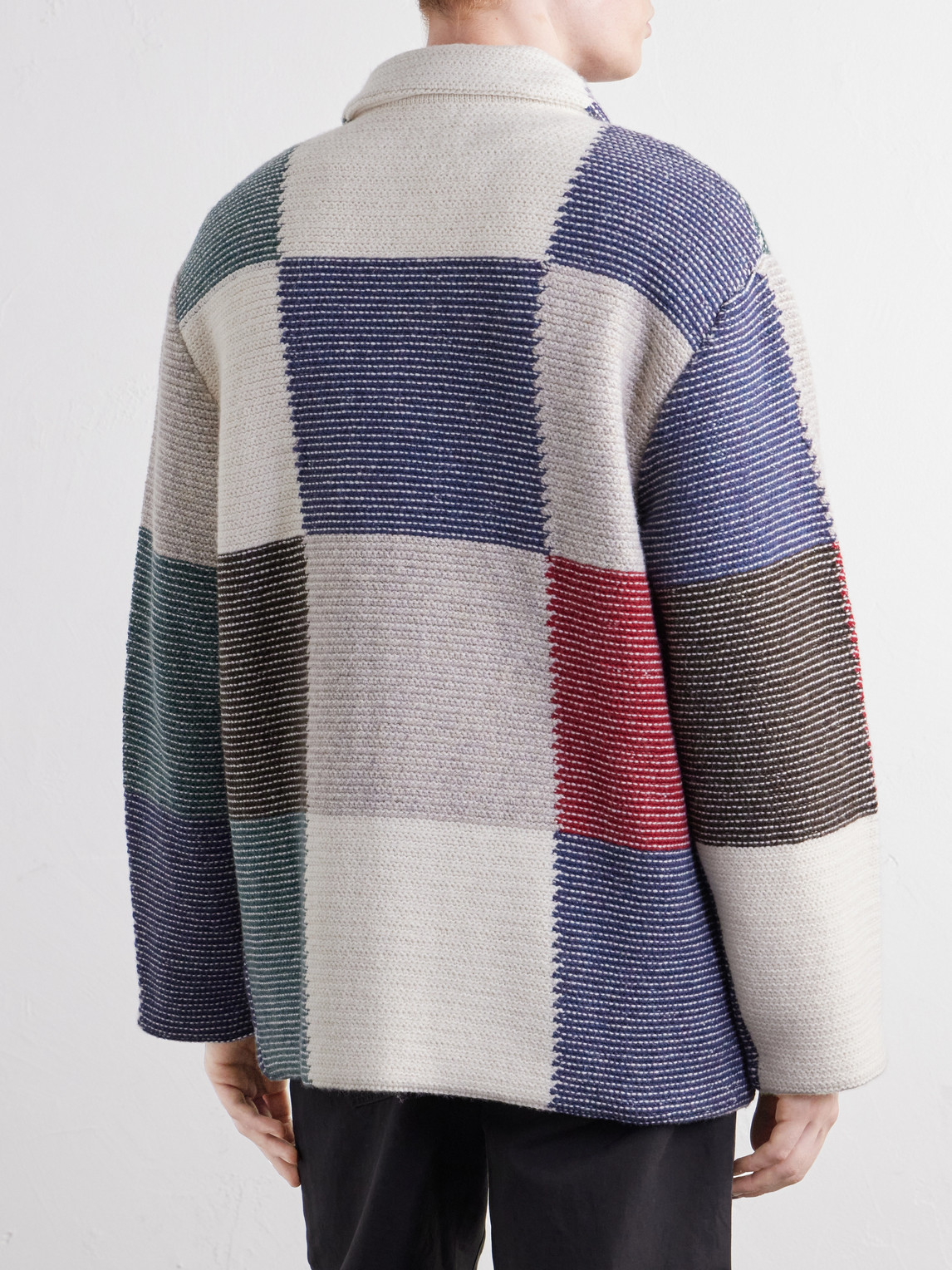 Aimé Leon Dore Patchwork Intarsia-knit Wool-blend Jacket In Multi