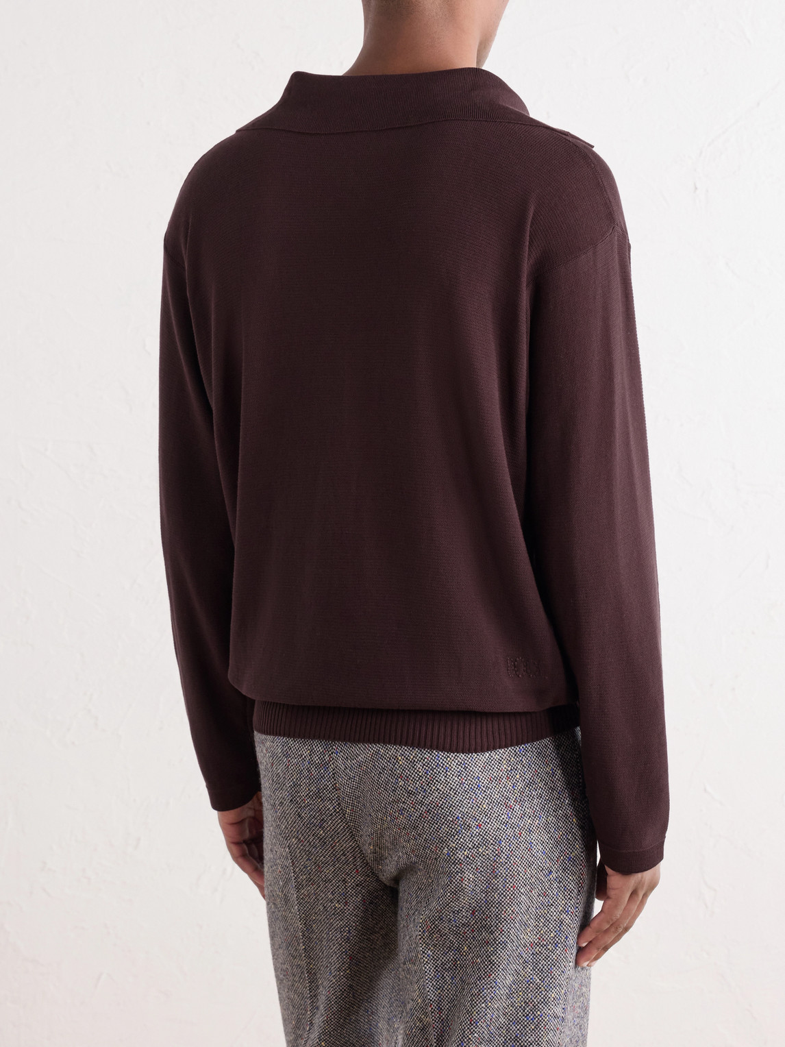 Knitted Cotton-Crepe Polo Shirt