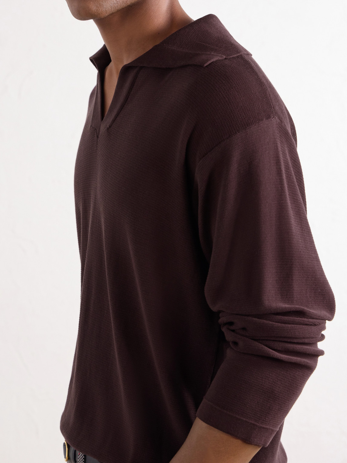 Knitted Cotton-Crepe Polo Shirt