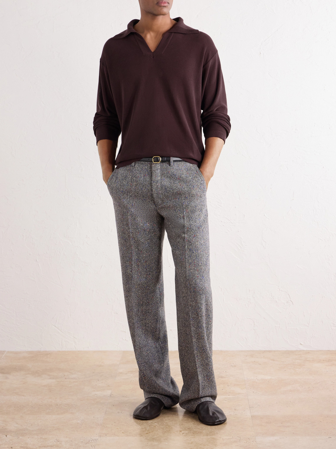 Knitted Cotton-Crepe Polo Shirt