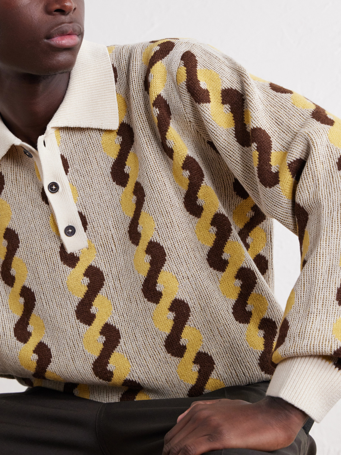 Lasso Jacquard-Knit Cotton, Alpaca And Merino Wool-Blend Polo Sweater