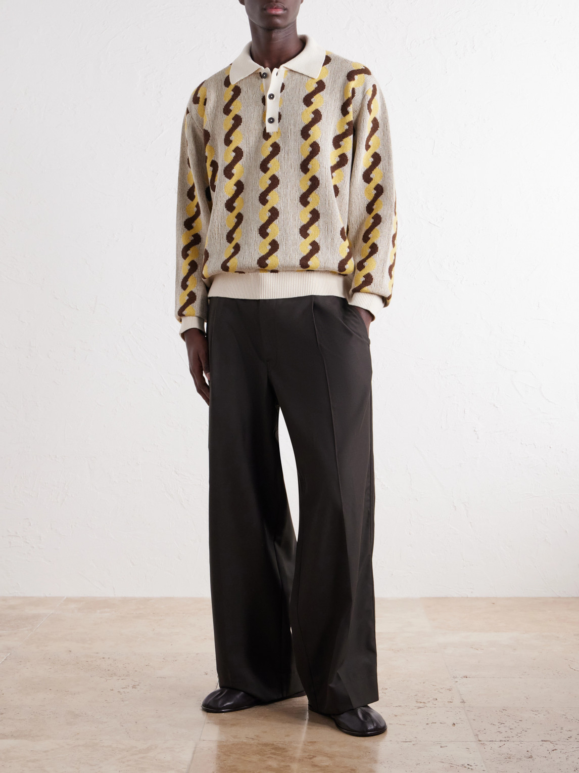 Lasso Jacquard-Knit Cotton, Alpaca And Merino Wool-Blend Polo Sweater