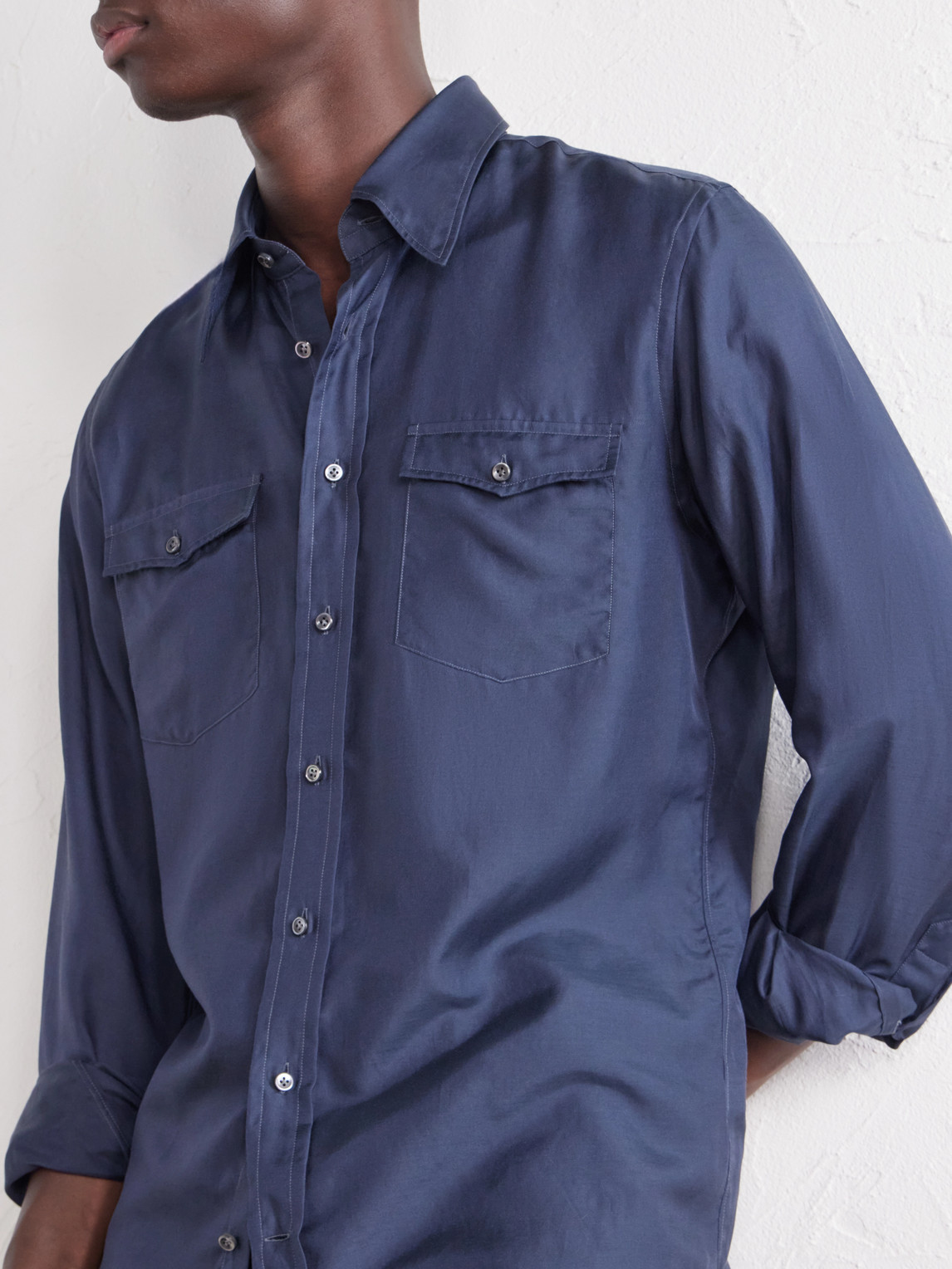 Cotton And Silk-Blend Twill Shirt