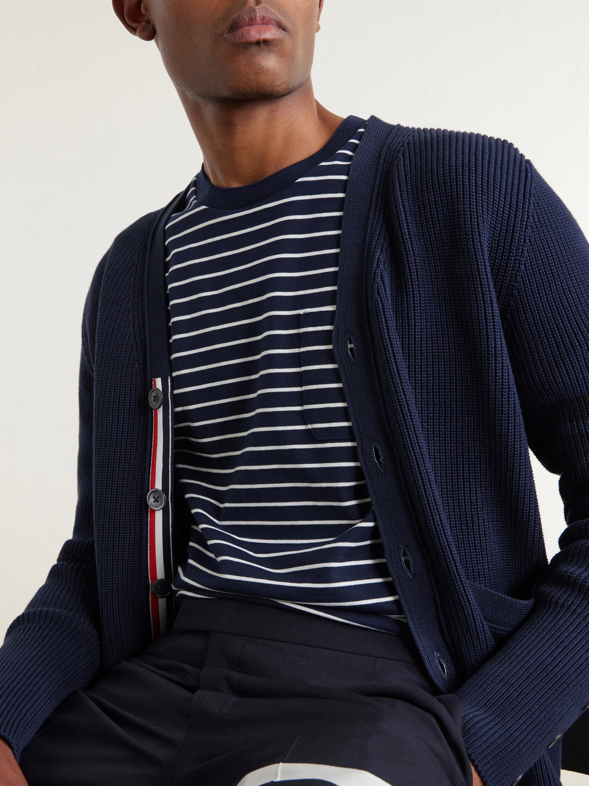 Thom Browne 4-bar Striped Cotton T-shirt In Blue