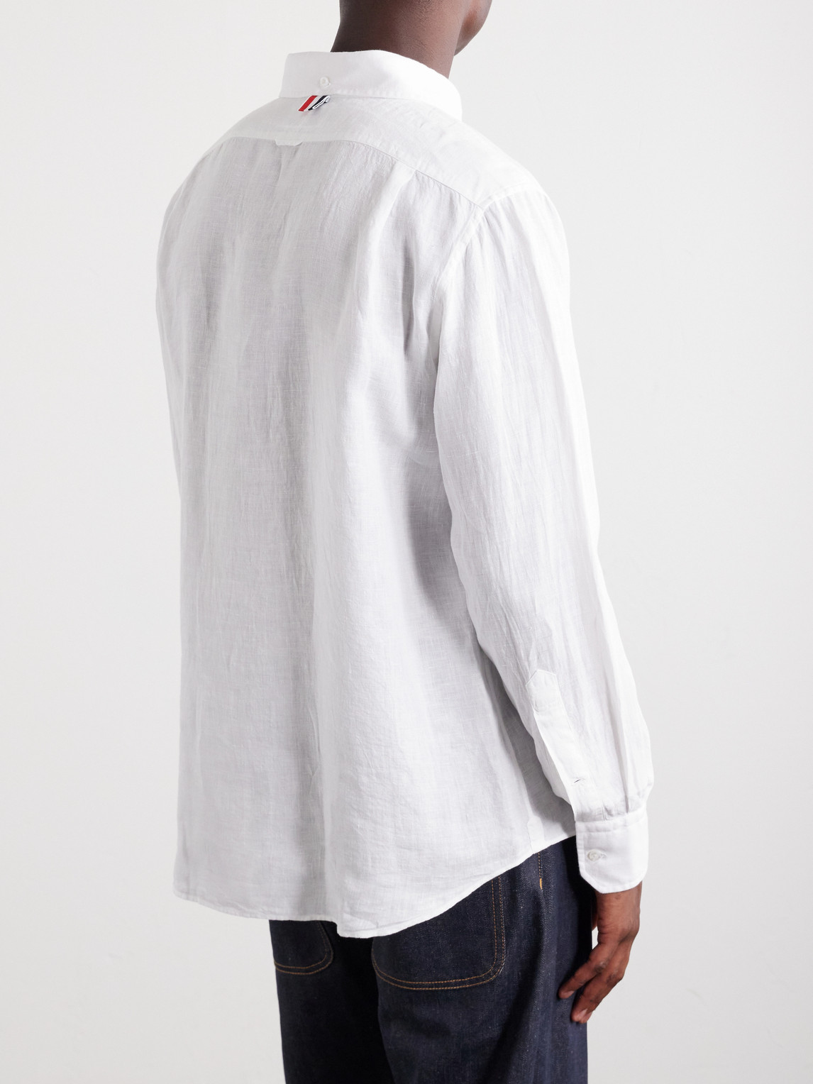 Logo-Appliquéd 4-Bar Linen Shirt