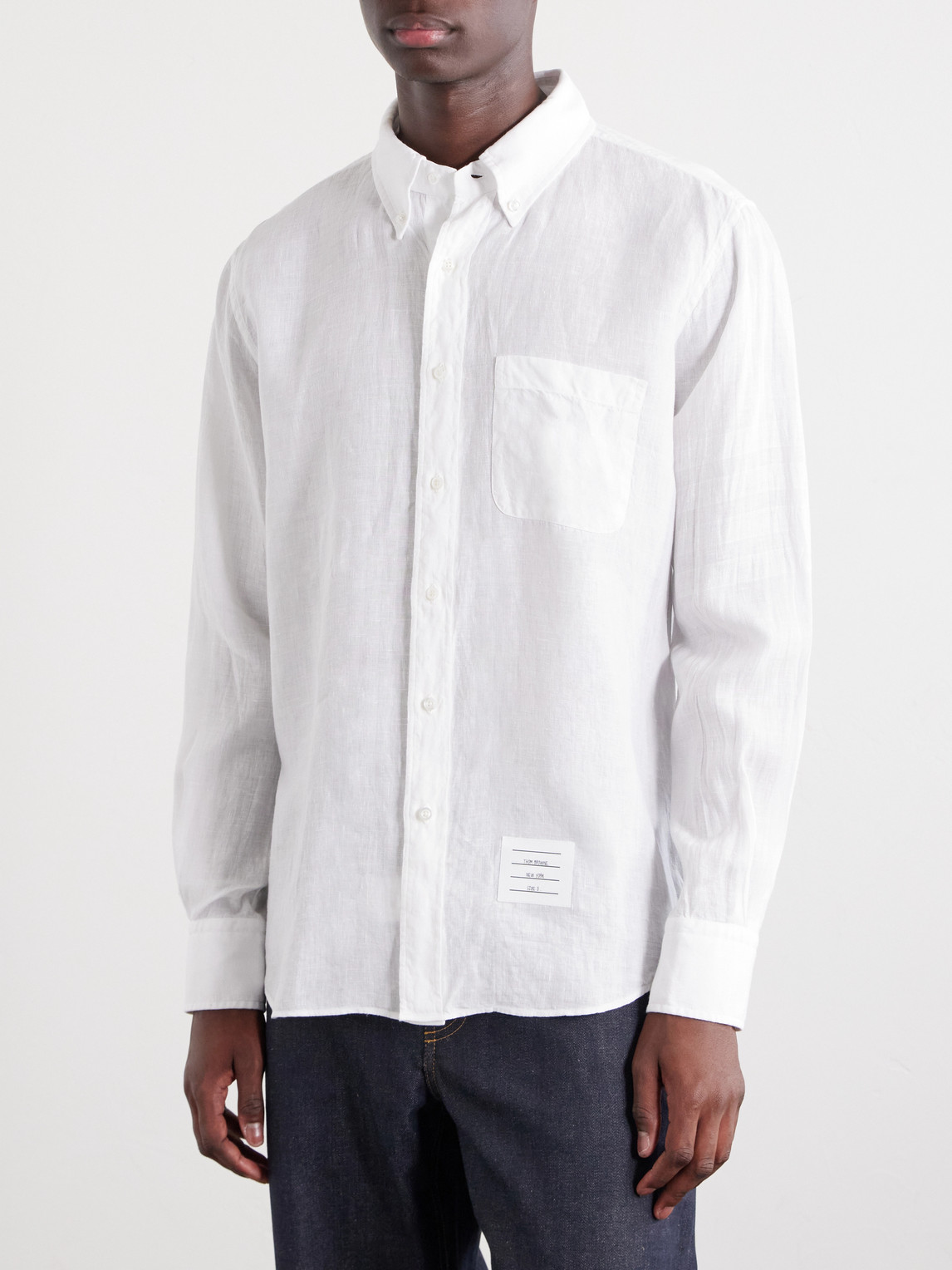Logo-Appliquéd 4-Bar Linen Shirt