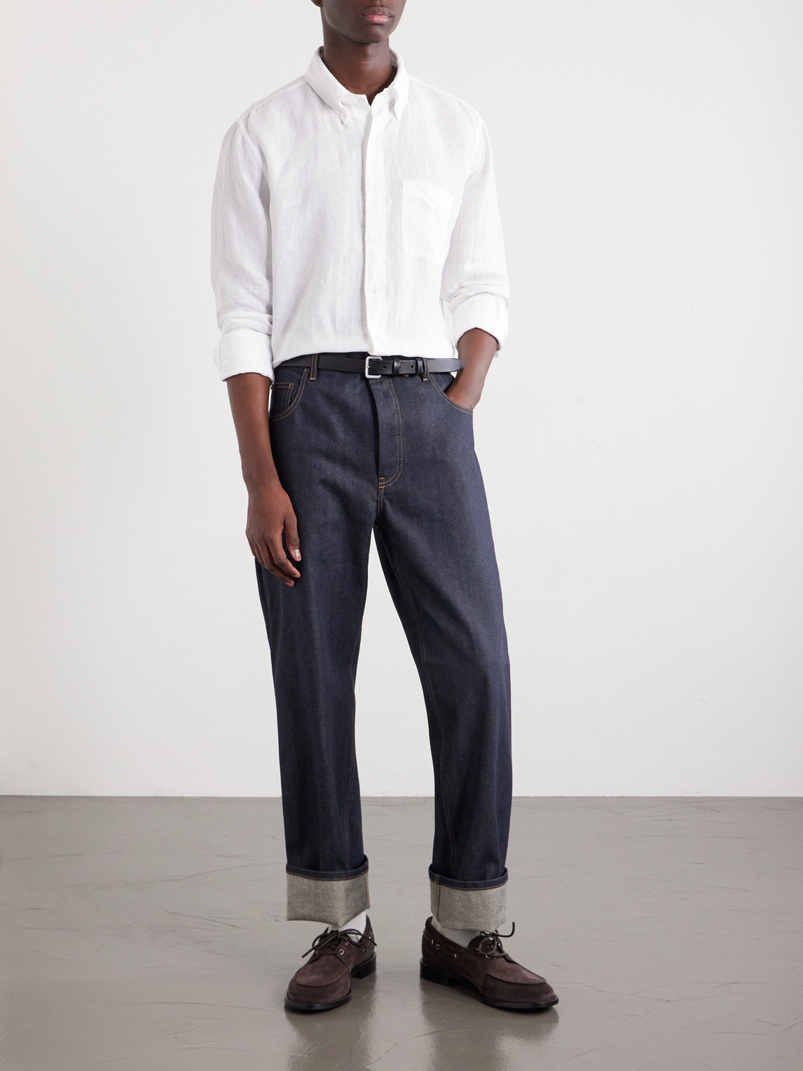 Logo-Appliquéd 4-Bar Linen Shirt