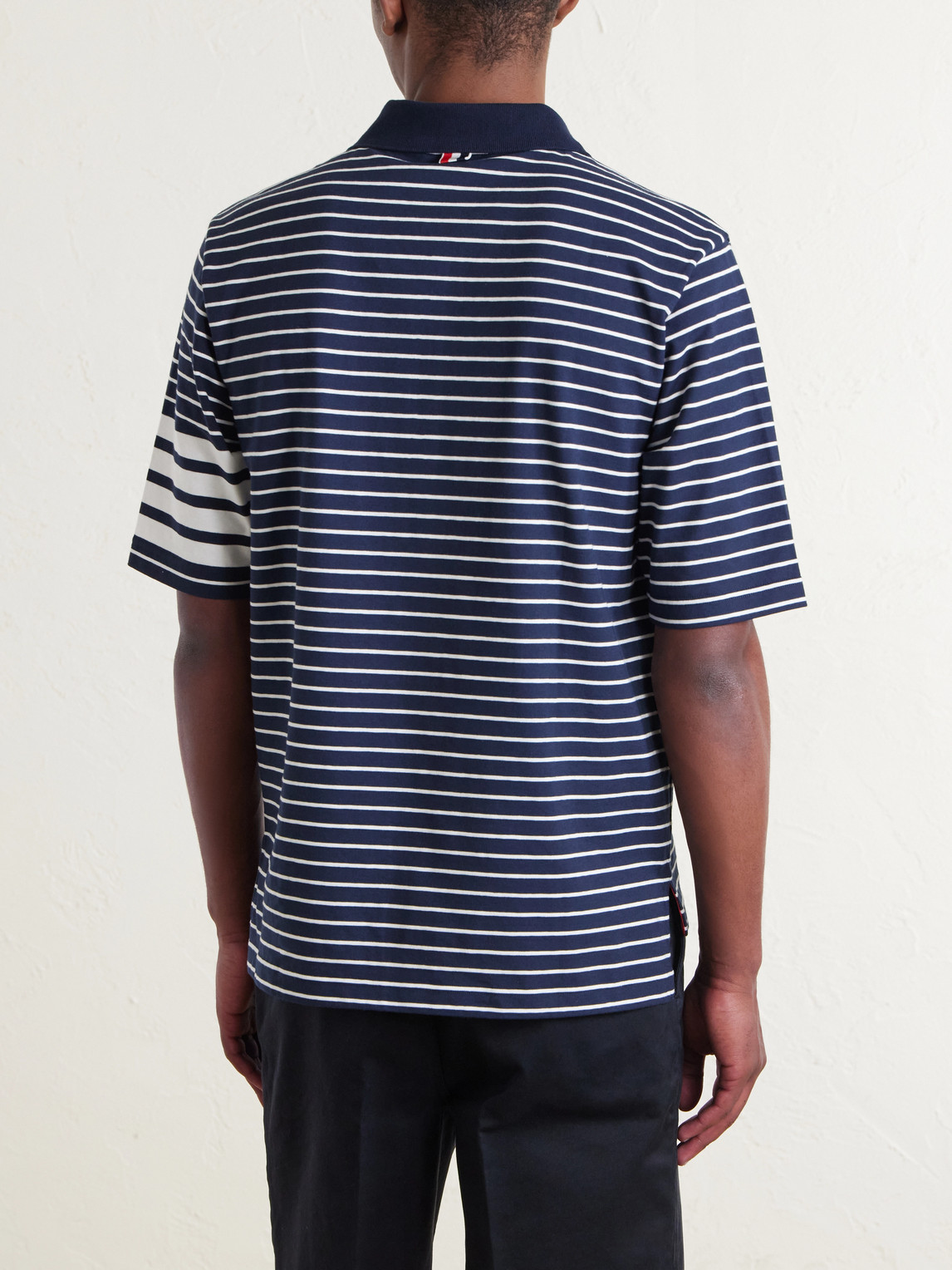 Striped Logo-Appliqué Cotton-Blend Terry Polo Shirt