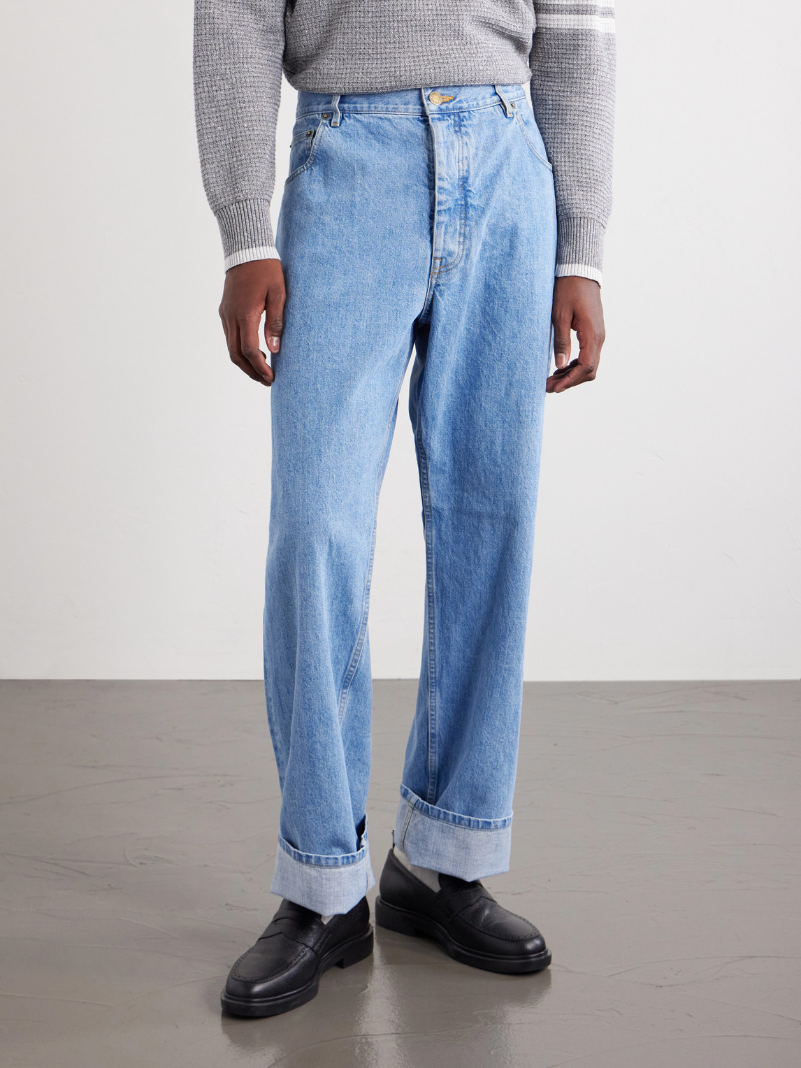 Cinch-Back Wide-Leg Jeans