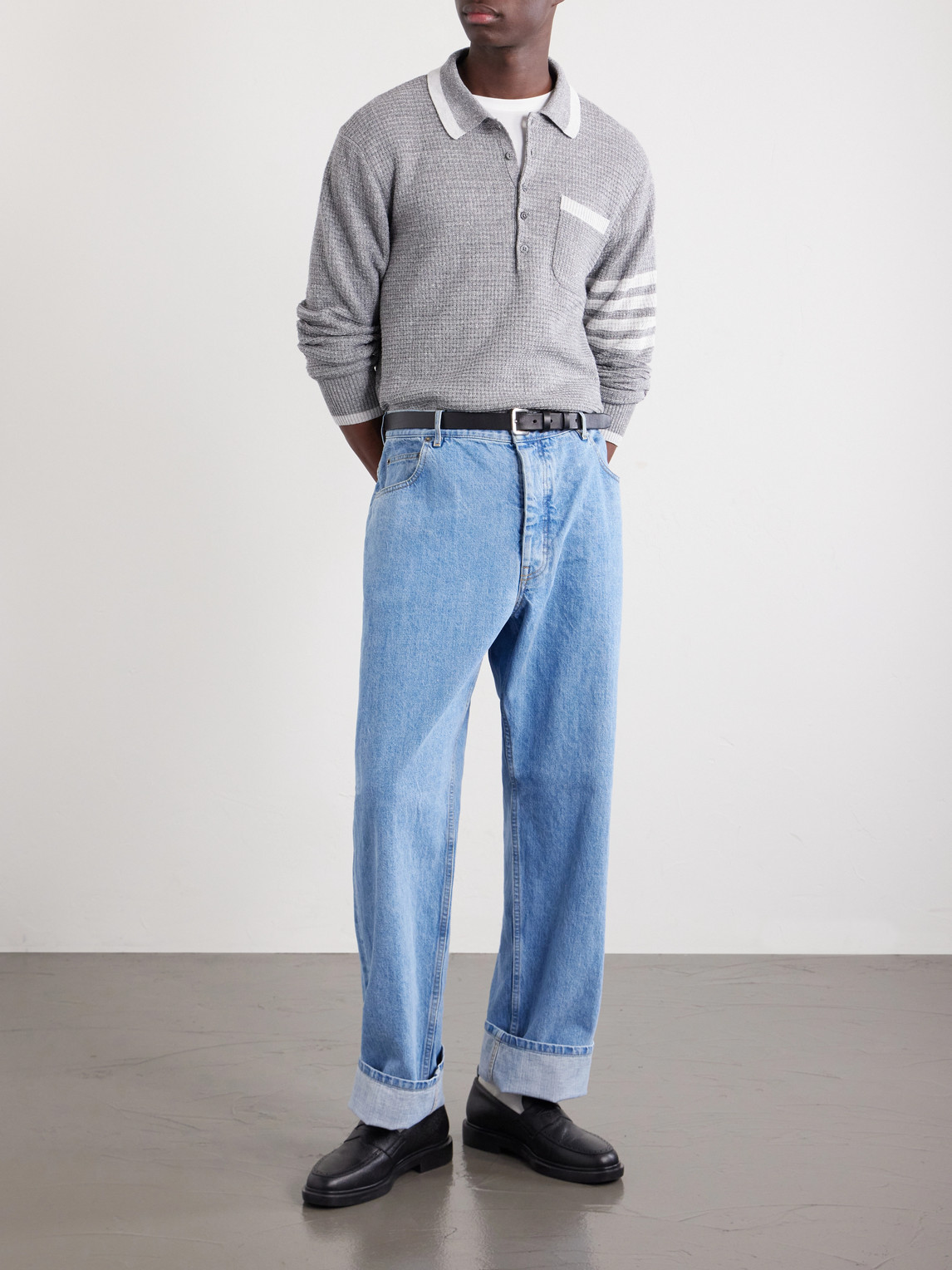 Cinch-Back Wide-Leg Jeans