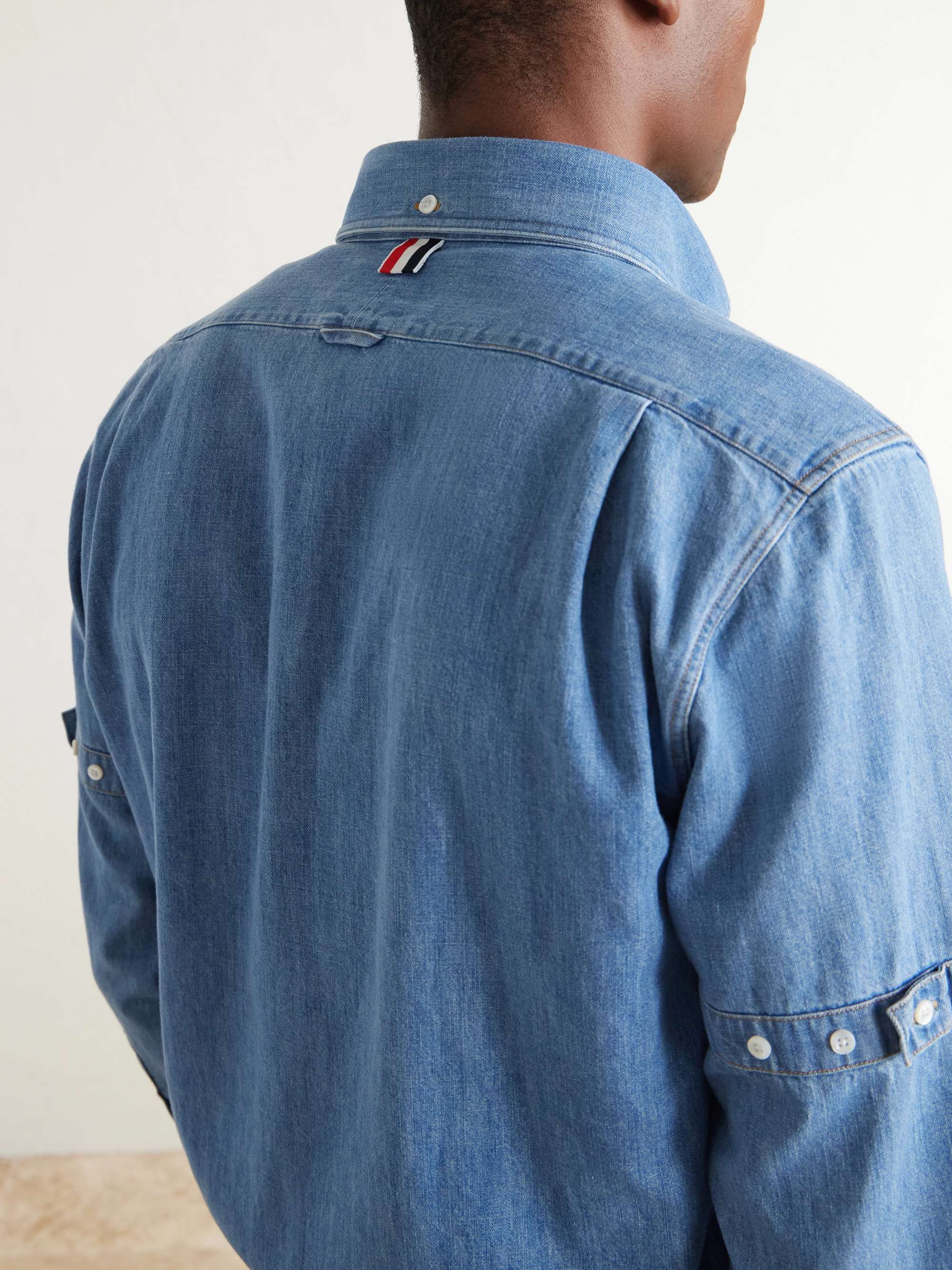 THOM BROWNE デニム長袖シャツ THOM BROWNE Denim-Effect Cotton Shirt for Men | MR PORTER
