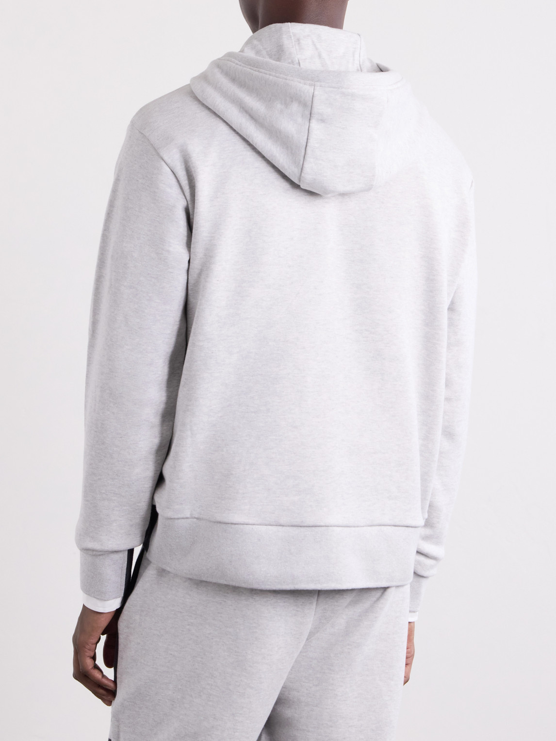 Logo-Appliquéd Striped Cotton-Jersey Hoodie
