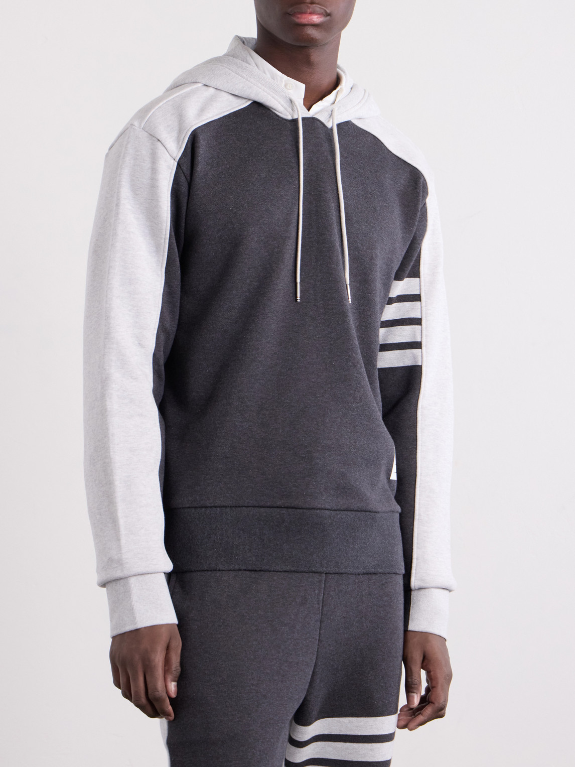 Logo-Appliquéd Striped Cotton-Jersey Hoodie