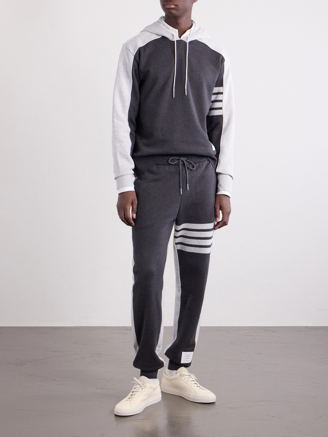 Logo-Appliquéd Striped Cotton-Jersey Hoodie