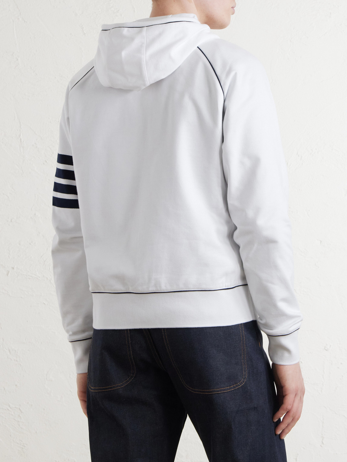 Striped Cotton-Jersey Zip-Up Hoodie