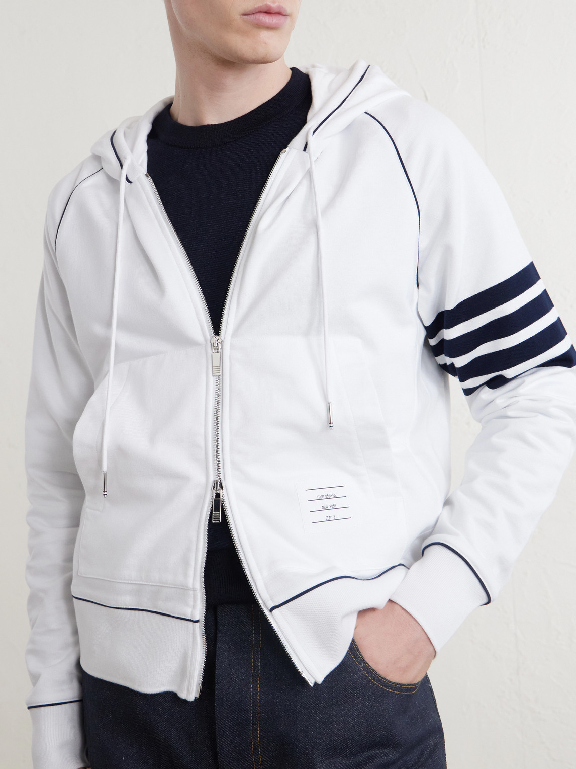 Striped Cotton-Jersey Zip-Up Hoodie