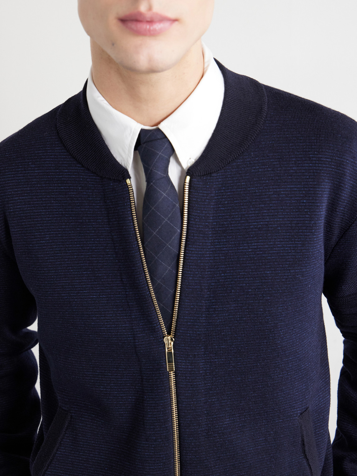 Thom Browne 2cm Checked Cotton And Wool-blend Tie In Blue