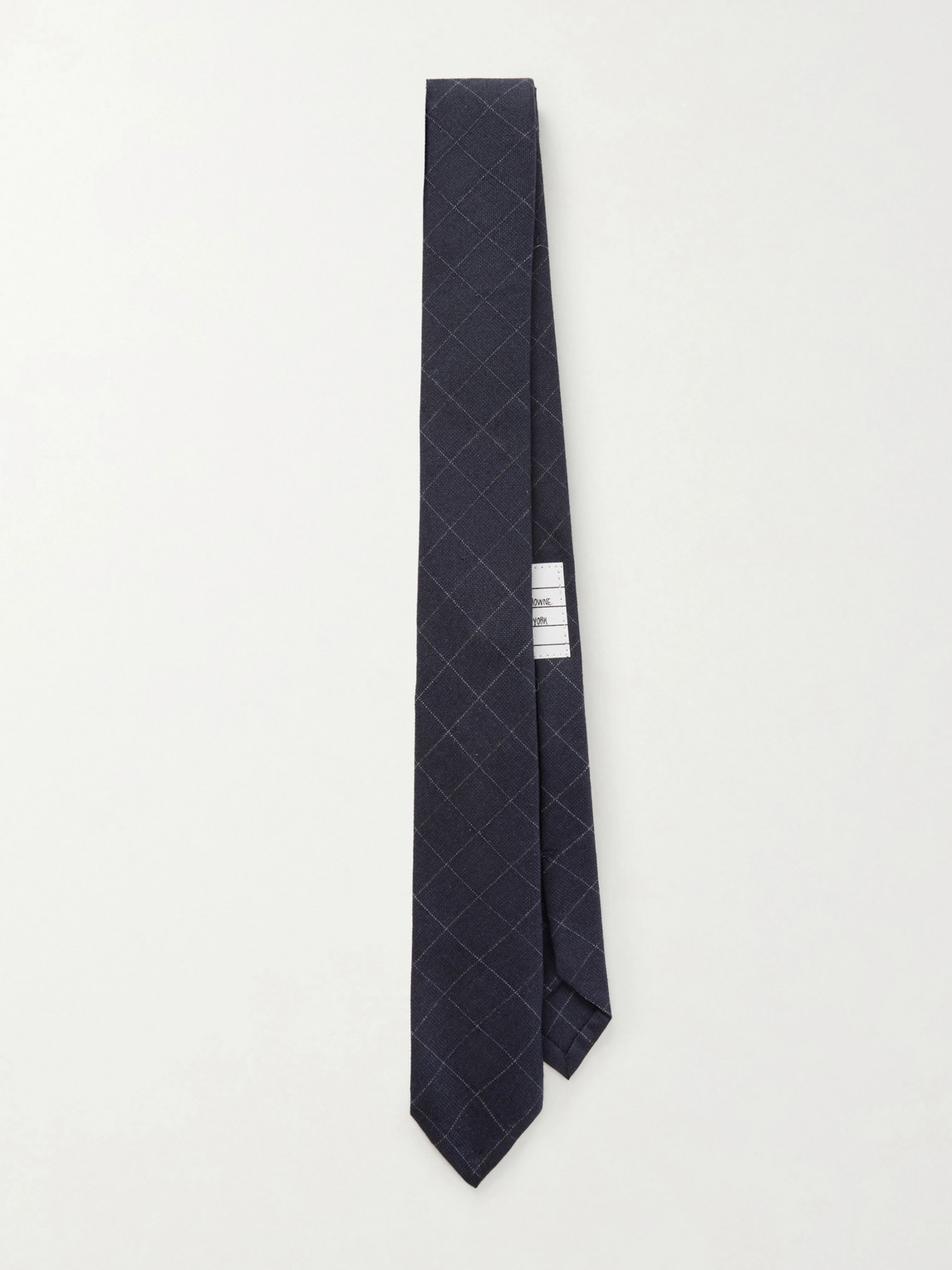 Thom Browne 2cm Checked Cotton And Wool-blend Tie In Blue