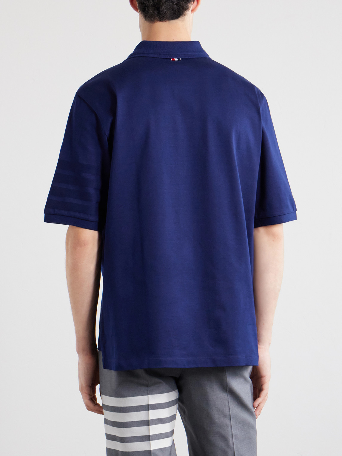 Striped Logo-Appliqué Cotton-Jersey Polo Shirt