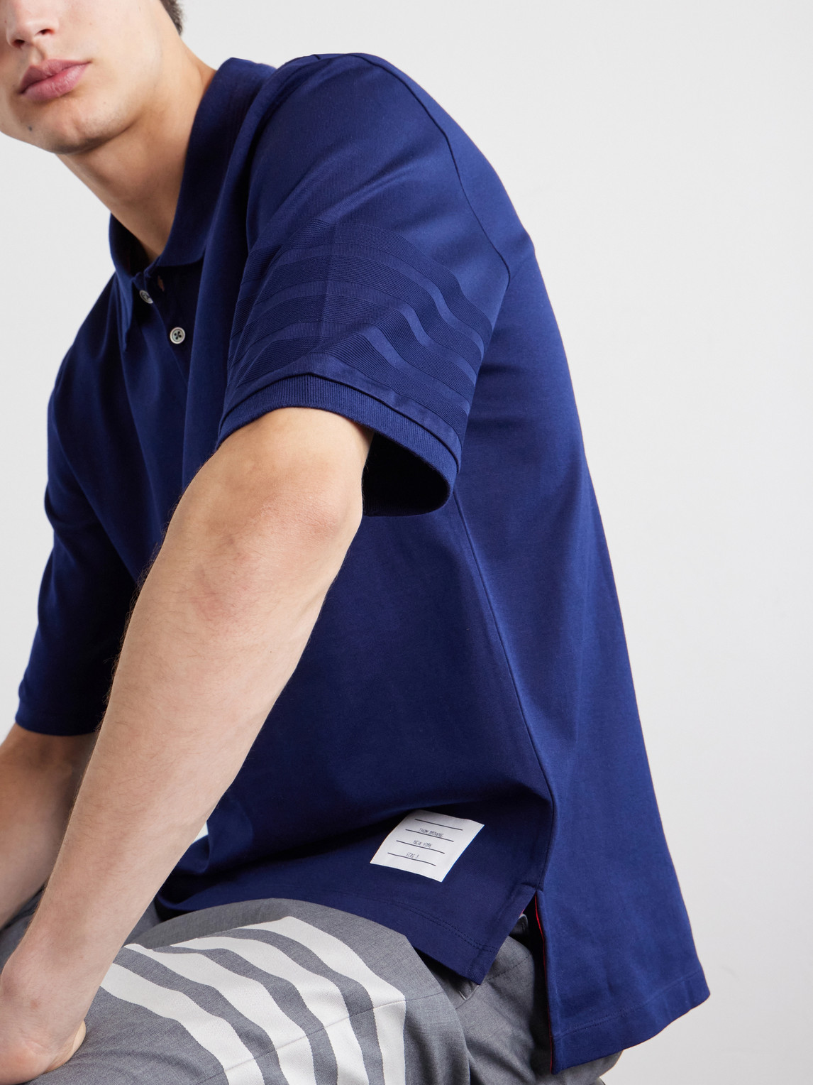 Striped Logo-Appliqué Cotton-Jersey Polo Shirt