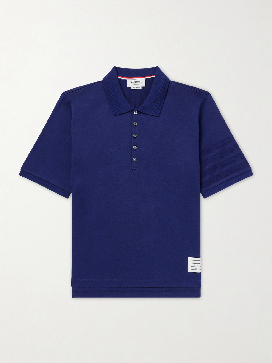 Thom Browne – Striped Logo-Appliqué Cotton-Jersey Polo Shirt
