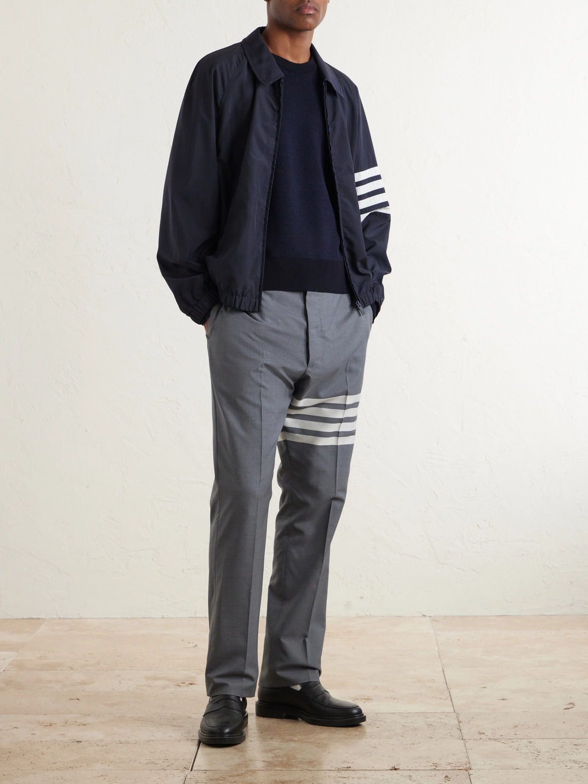 Thom Browne 4-bar Ripstop Blouson Jacket In Blue