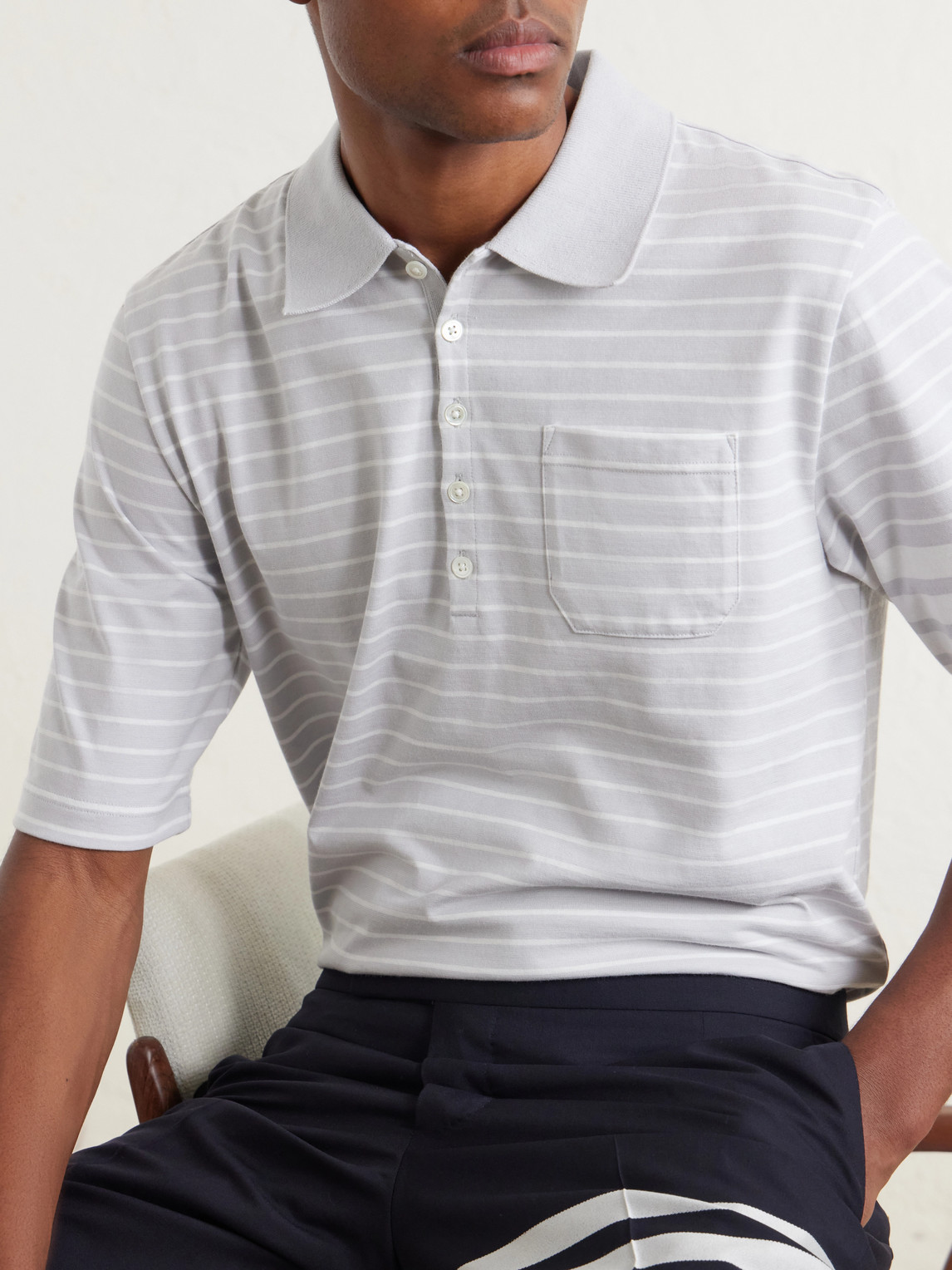 Striped Cotton-Jersey Polo Shirt