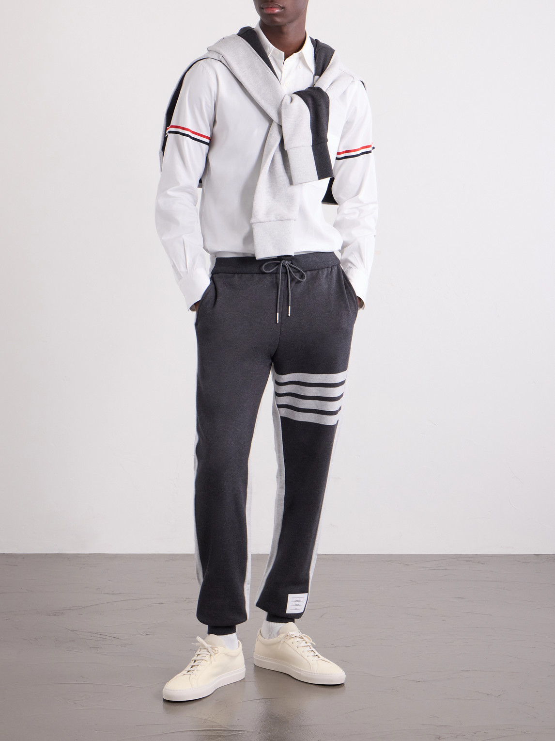 Tapered Striped Cotton-Jersey Sweatpants