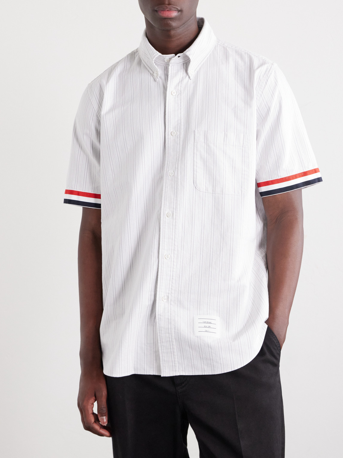 Logo-Appliquéd Striped Cotton-Oxford Shirt