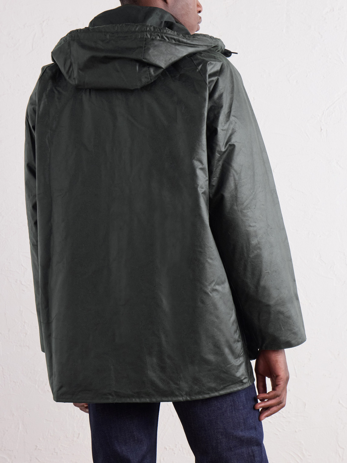 A.P.C. Logo-Embroidered Moleskin-Trimmed Woven Waxed-Cotton Jacket