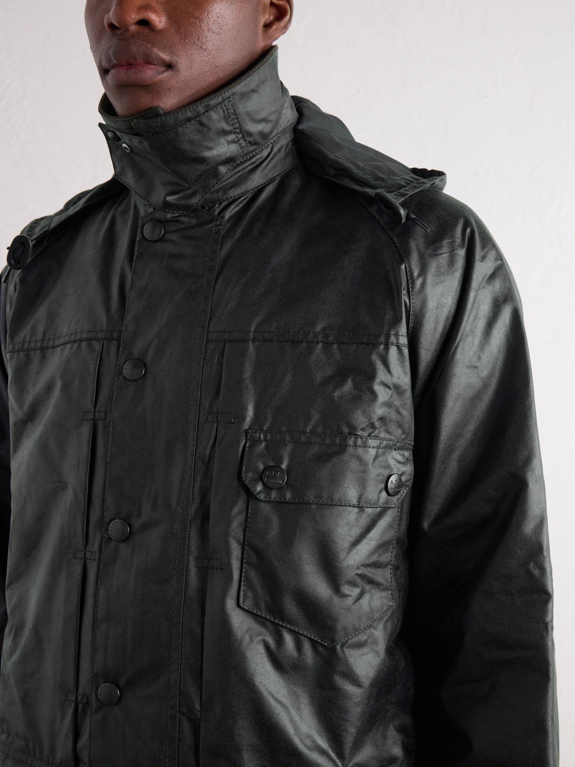 A.P.C. Logo-Embroidered Moleskin-Trimmed Woven Waxed-Cotton Jacket