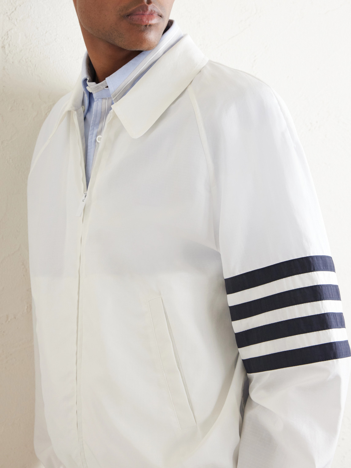 Thom Browne Zip Front Raglan Coach Jacket In Multi