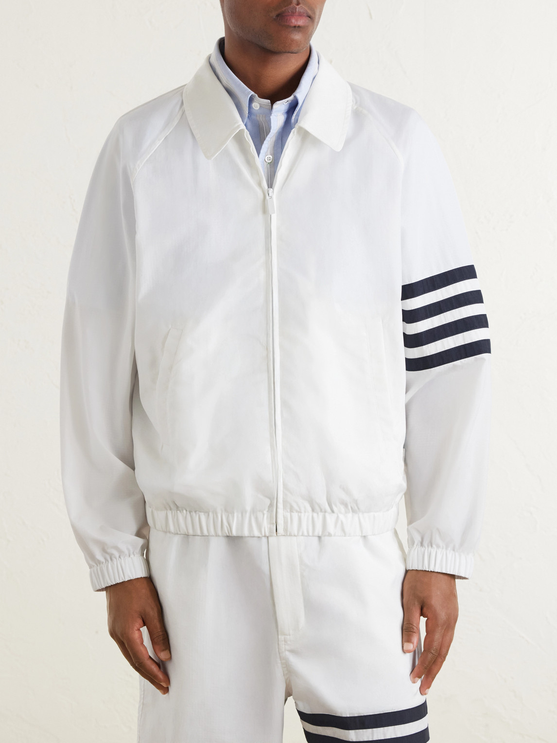 Thom Browne Zip Front Raglan Coach Jacket In Multi