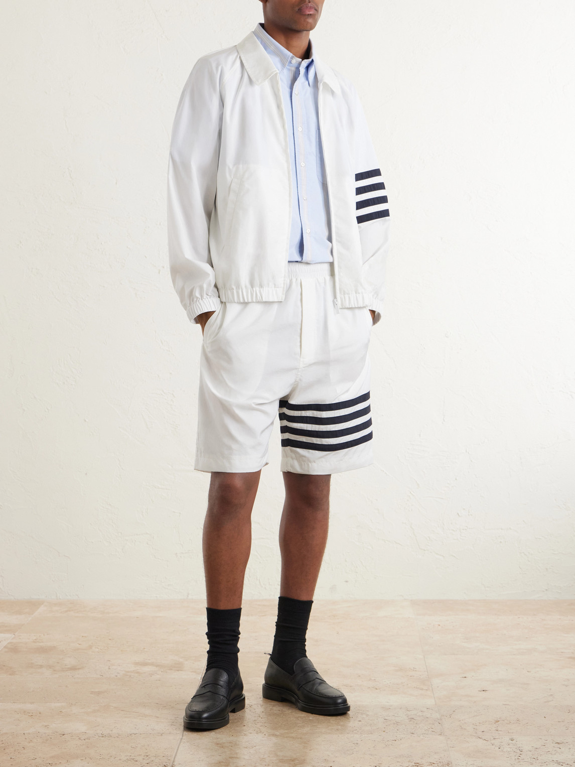 Thom Browne Zip Front Raglan Coach Jacket In Multi