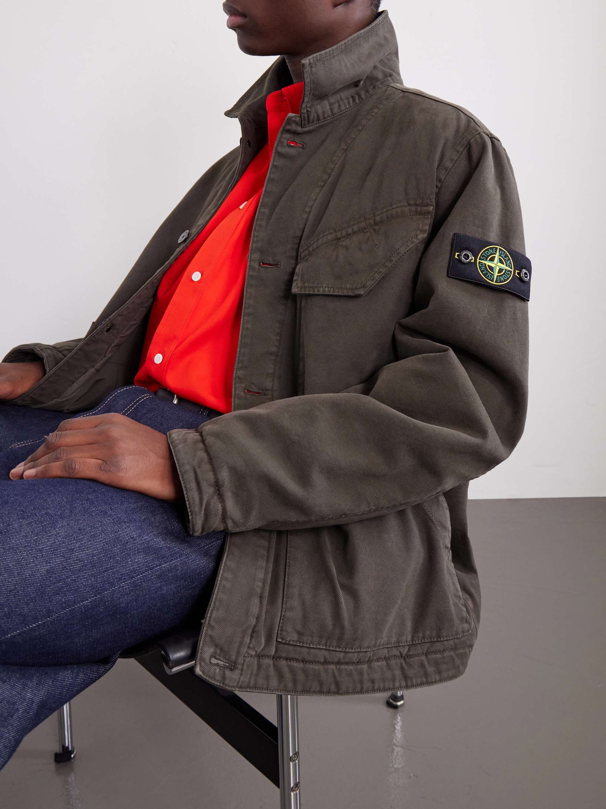 STONE ISLAND Garment-Dyed Panama Cotton-Canvas Jacket for Men | MR