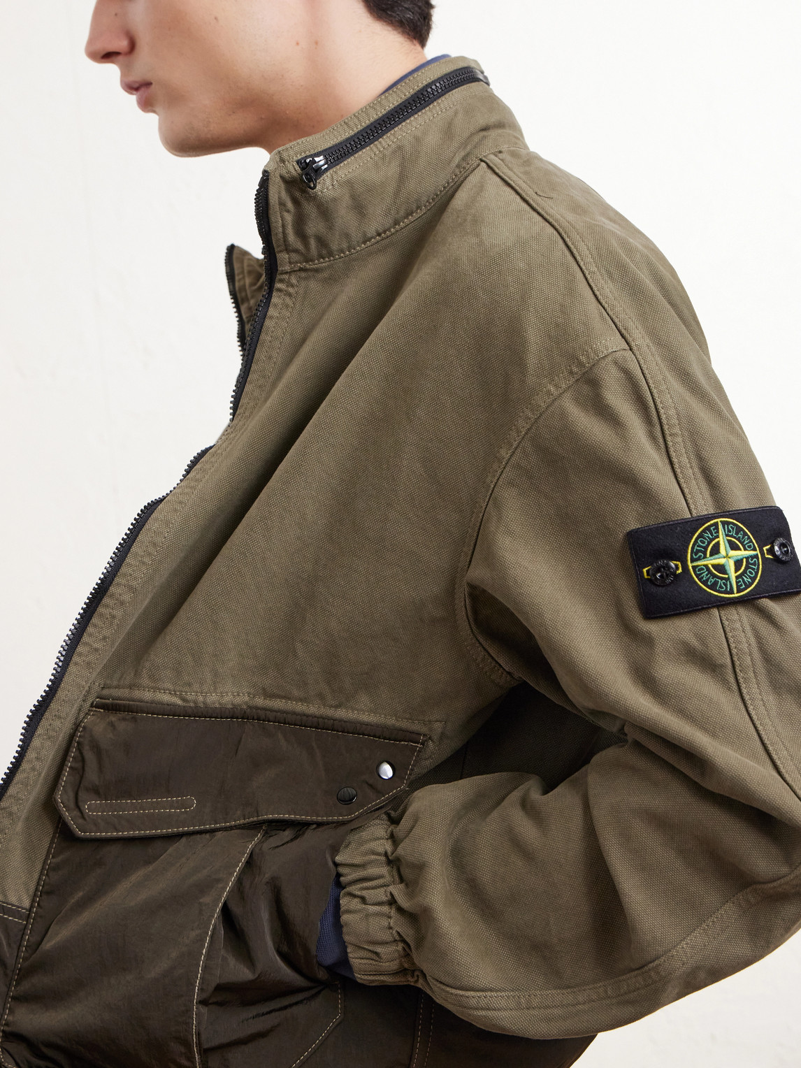 Garment-Dyed Panama Cotton-Canvas And Nylon Bomber Jacket