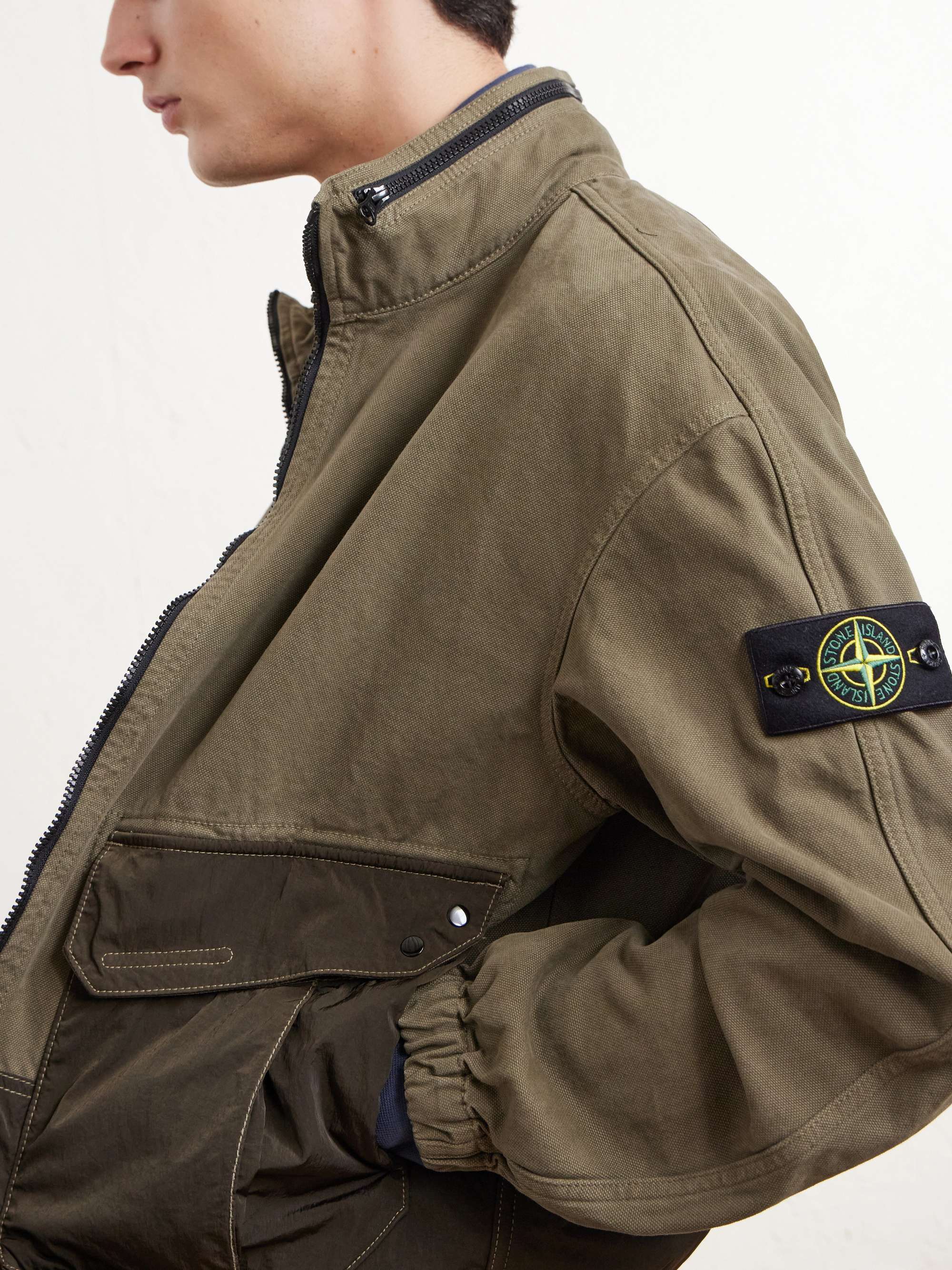 STONE ISLAND Garment-Dyed Panama Cotton-Canvas Bomber Jacket for