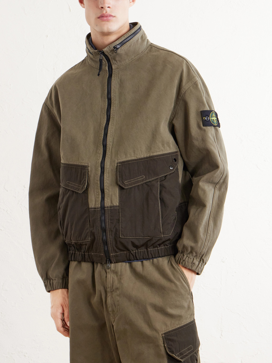 Garment-Dyed Panama Cotton-Canvas And Nylon Bomber Jacket