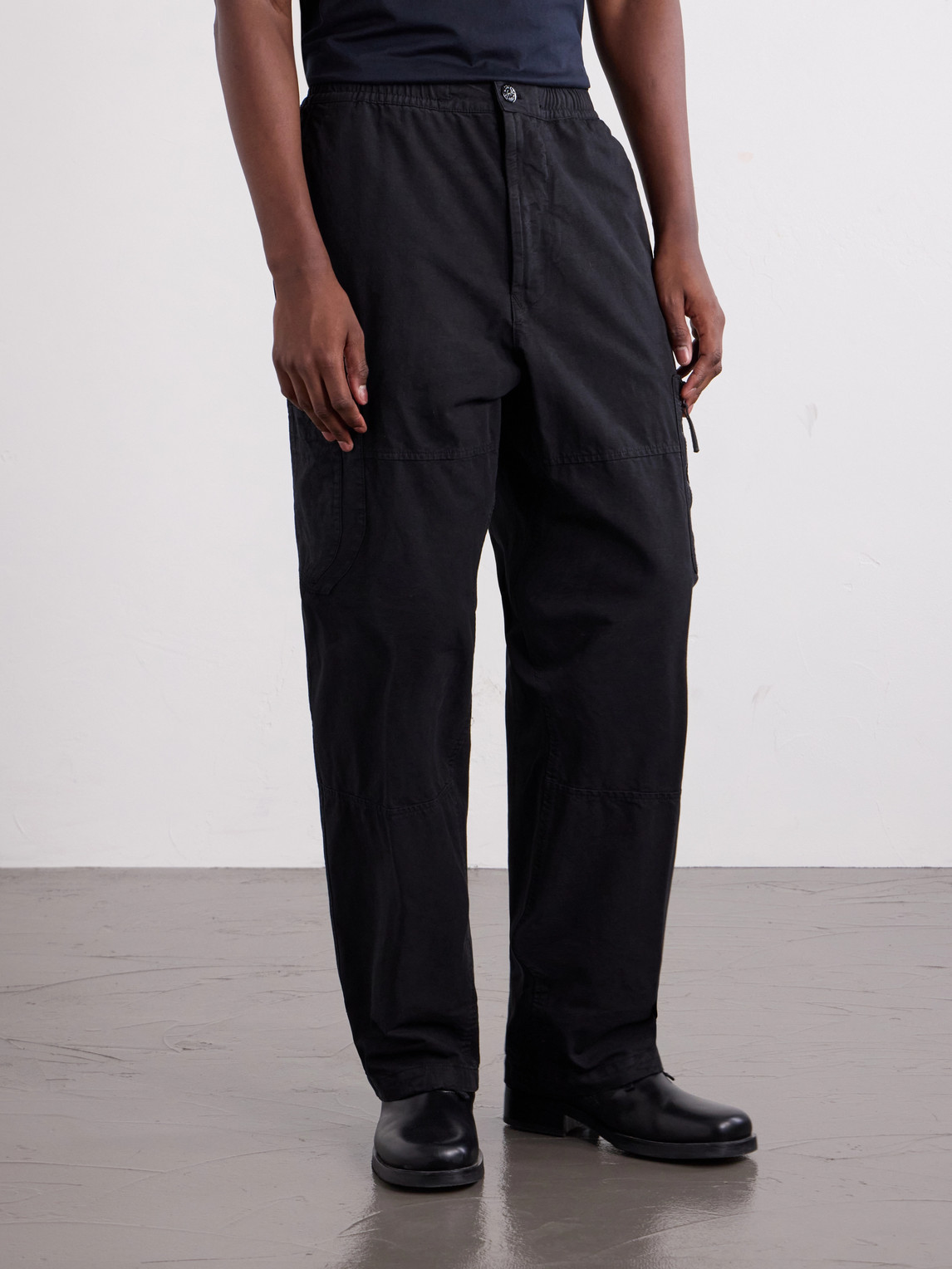 Wide-Leg Cotton Ripstop Cargo Trousers