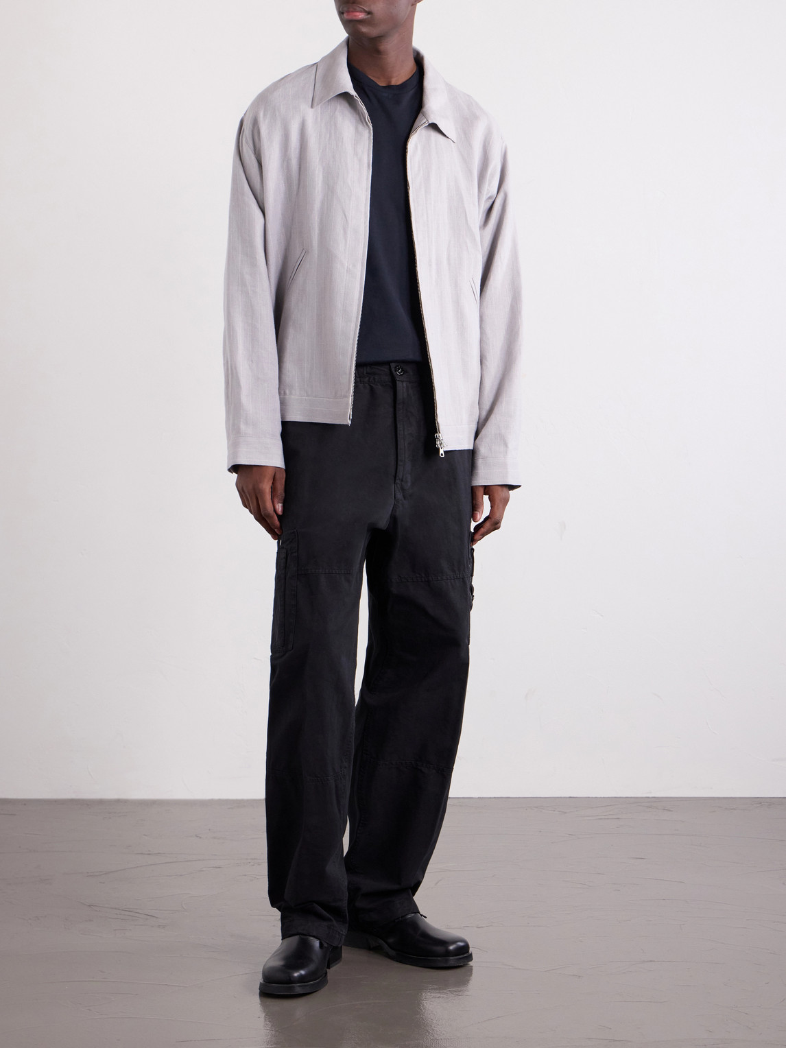 Wide-Leg Cotton Ripstop Cargo Trousers