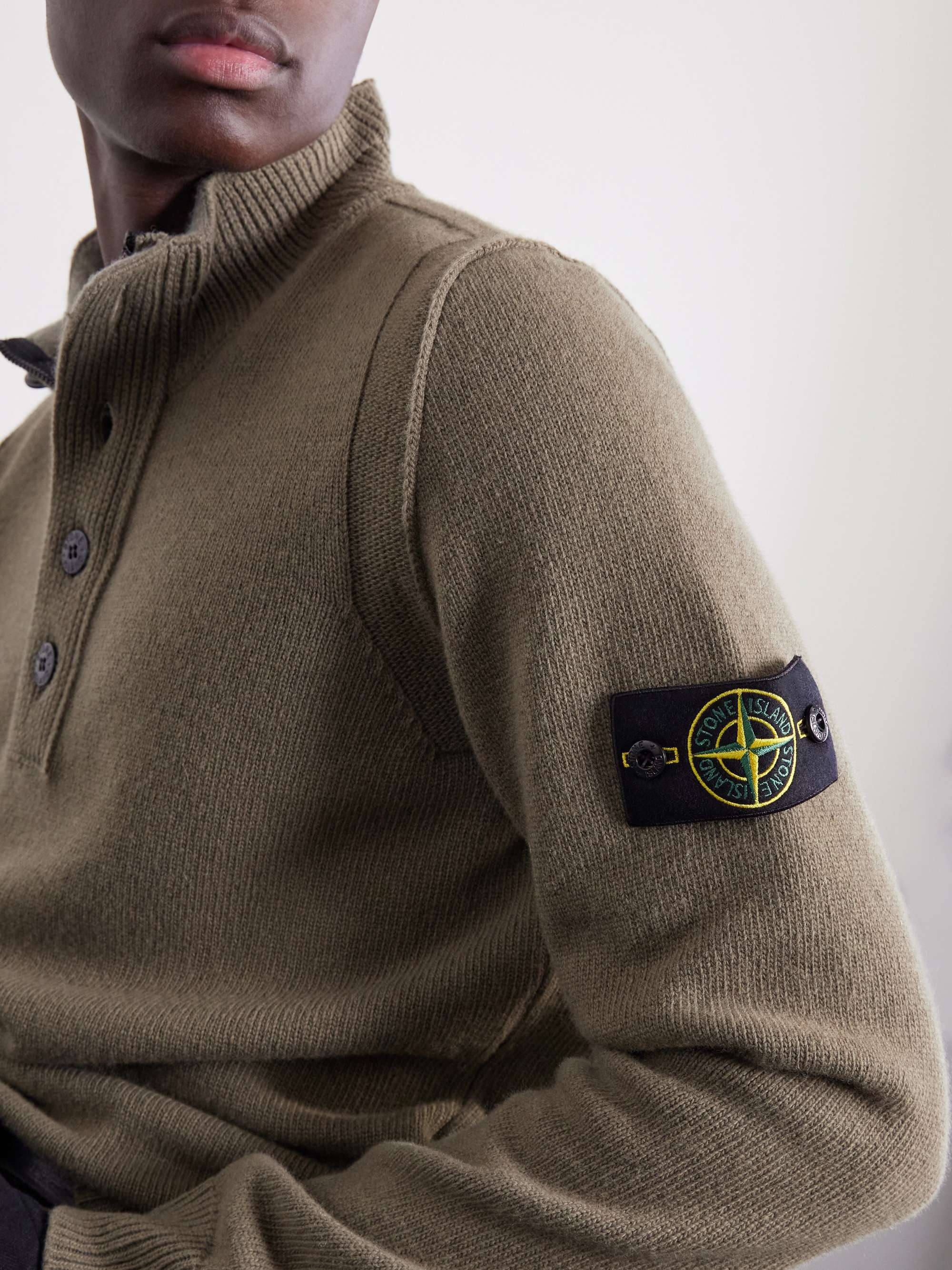 STONE ISLAND Virgin Wool-Blend Polo Sweater for Men | MR PORTER