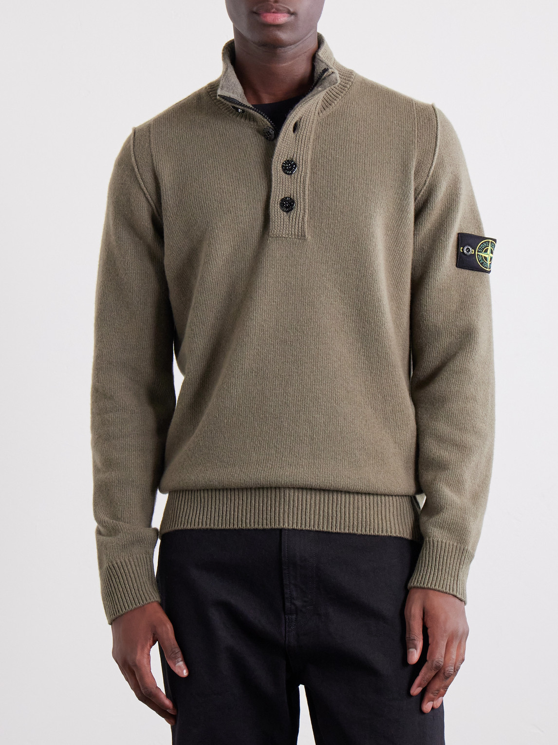 Virgin Wool-Blend Polo Sweater