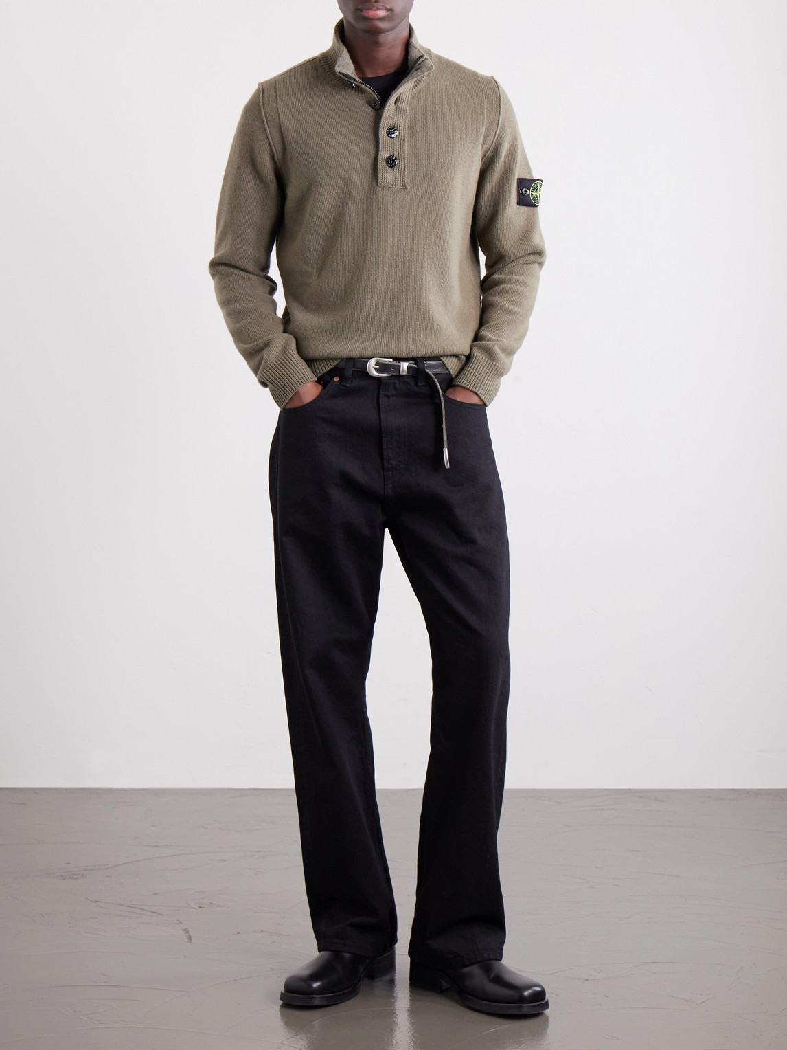 Virgin Wool-Blend Polo Sweater